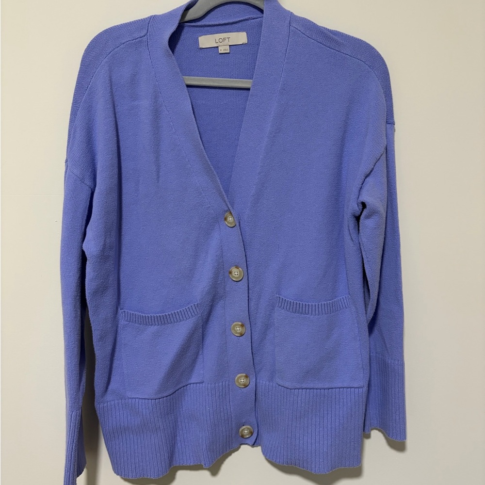 LOFT Women's light purple Button-Up Cardigan sweater